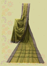 Cotton saree in mayur weave with subtle beige tone