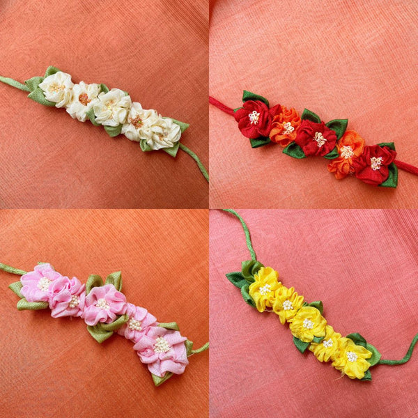 mix bundle of handcrafted fabric gajra hair ties in assorted colours