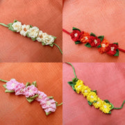 mix bundle of handcrafted fabric gajra hair ties in assorted colours