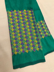 Green banjara work blouse with front embroidered banjara stitch motifs