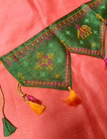 Load image into Gallery viewer, Green classic kasuti toran with embroidered hanging details
