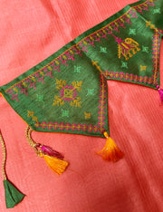 Green classic kasuti toran with embroidered hanging details