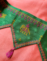 Load image into Gallery viewer, Green classic kasuti toran displayed with ornate embroidery
