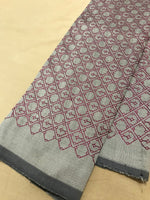 Load image into Gallery viewer, Grey jaali kasuti blouse with embroidered lattice detailing on the front

