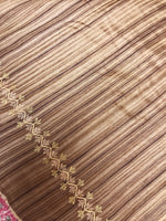 Load image into Gallery viewer, Close-up of parijat stripe weaving on brown kasuti saree
