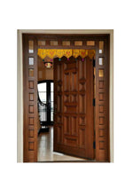 Load image into Gallery viewer, Mustard classic kasuti toran displayed with hanging embroidery
