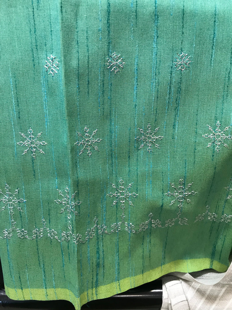 Grey lilian sonet saree drape highlighting embroidered border motifs
