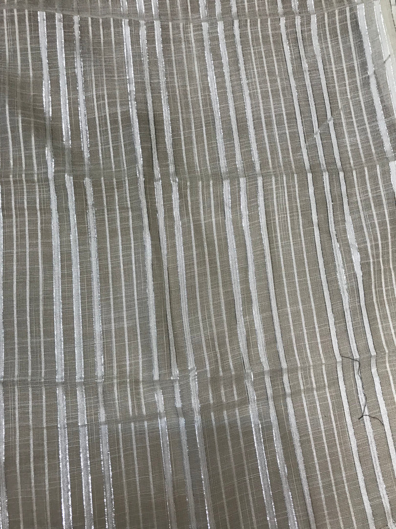 Off white lilian sonet saree close-up highlighting woven embroidered detail