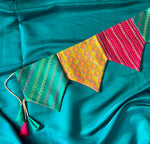 Load image into Gallery viewer, Parrot green ridhi siddhi toran with embroidered patterns and tassels
