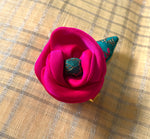 Load image into Gallery viewer, Red rose kasuti clip with embroidered floral motif and clasp back
