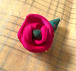 Load image into Gallery viewer, Embroidered kasuti clips in rose bunch design, set of three
