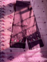 Pearl white mayur organza kasuti saree with subtle zari motifs