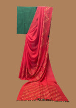 Load image into Gallery viewer, Orange paisley temple saree with woven temple and paisley motifs
