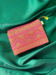 Dusty pink maharani purse with embroidered floral work