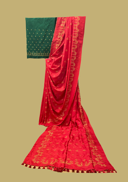 Red Golden Goose Saree