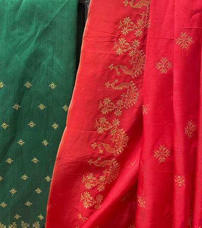 Red Golden Goose Saree