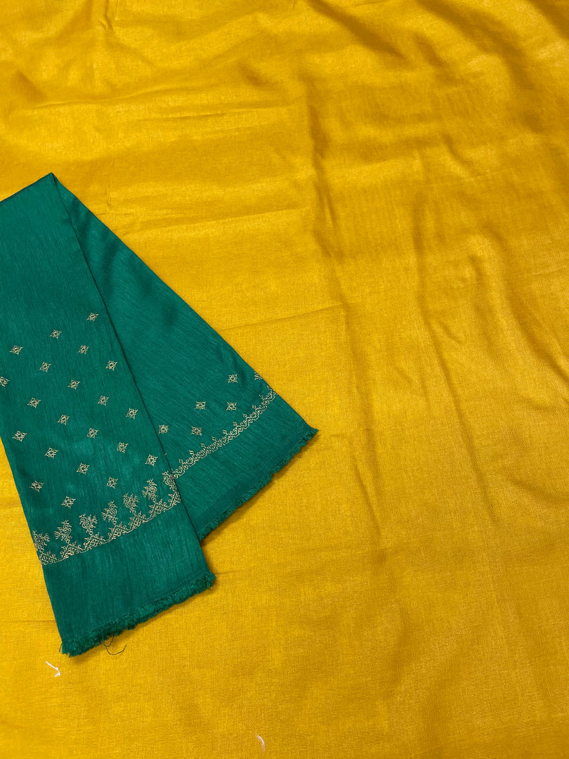 Border embroidery close-up on beet dainty kasuti saree