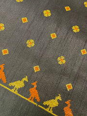 Ananda mayur blouse with embroidered neckline and motif detail