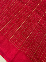 Load image into Gallery viewer, Emerald kasuti stripes blouse side angle showing kasuti design
