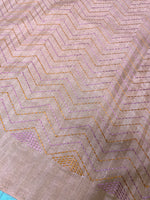 Load image into Gallery viewer, Baby pink kanta stripes blouse side angle showing embroidered stripes
