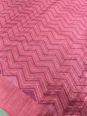 Baby pink kanta stripes blouse side view highlighting embroidery