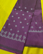Load image into Gallery viewer, Ananda blue peacock kasuti blouse embroidery close-up with peacock motif
