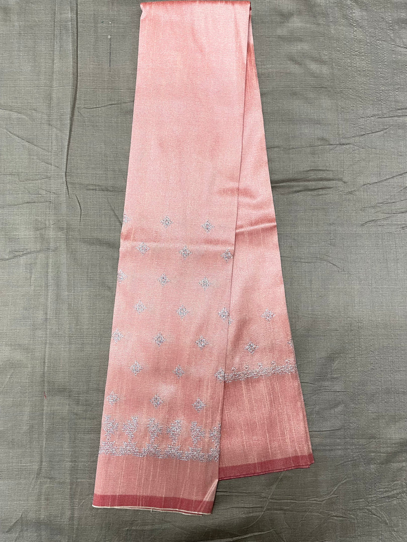 Back view of baby pink kasuti blouse with embroidered peacock design