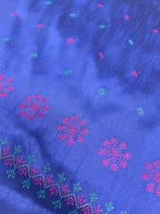 Blue kasuti garden blouse front embroidery with floral motifs