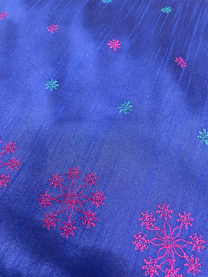 Blue kasuti garden blouse back hook closure with embroidery