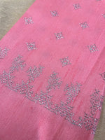Load image into Gallery viewer, Baby pink peacock kasuti blouse close-up showing peacock embroidery motifs
