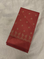 Load image into Gallery viewer, Reddish orange peacock motif kasuti blouse back embroidery detail
