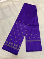Load image into Gallery viewer, Deep purple peacock kasuti blouse sleeve embroidery close-up
