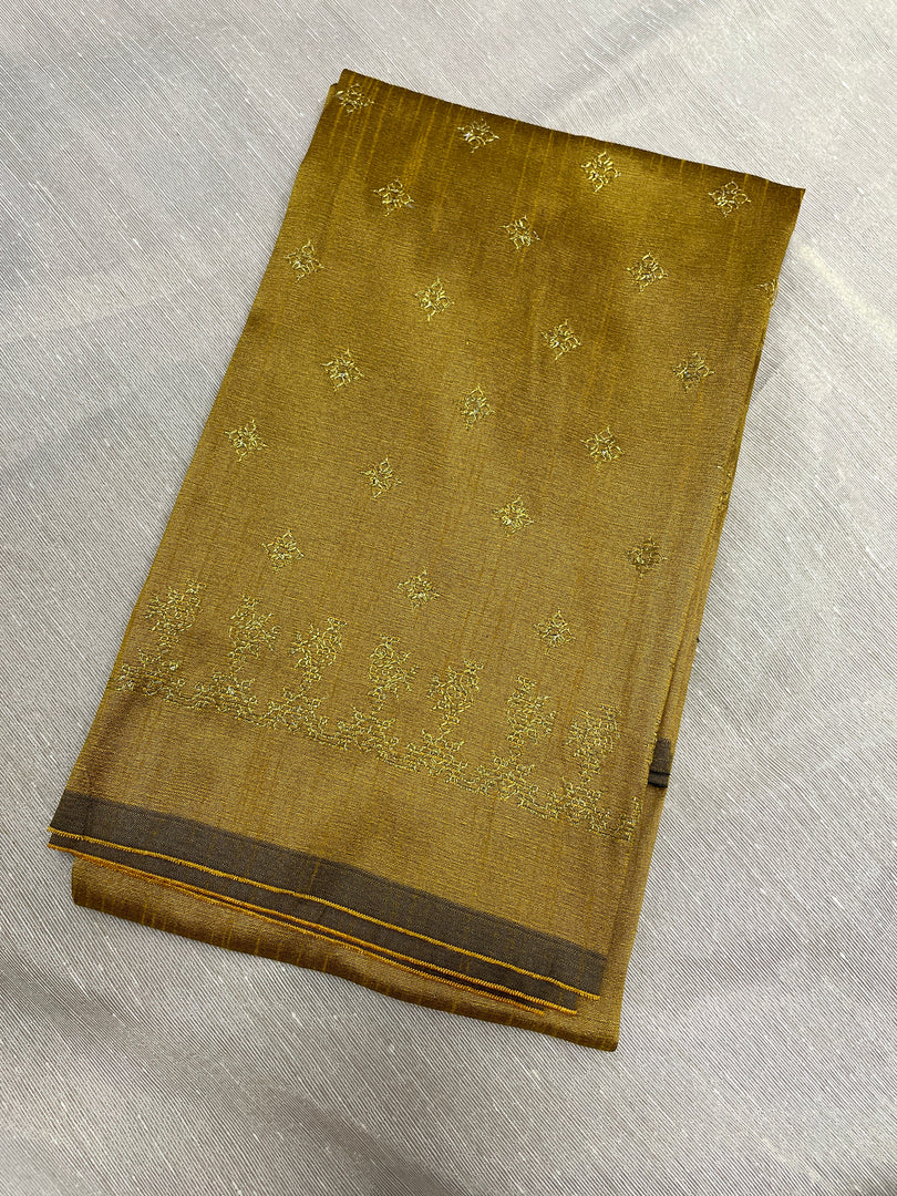 Mustard yellow peacock motif kasuti blouse back embroidery
