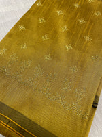 Load image into Gallery viewer, Mustard yellow blouse with peacock motif and gold zari embroidery
