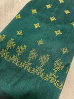 Load image into Gallery viewer, Bottle green blouse with peacock motif and gold zari embroidery
