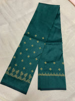 Load image into Gallery viewer, Bottle green peacock gold zari kasuti blouse back embroidery
