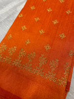 Load image into Gallery viewer, Dark orange blouse with peacock motif and gold zari embroidery
