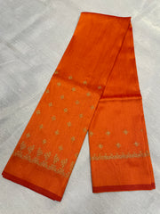 Dark orange peacock kasuti blouse back embroidery detail