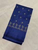 Load image into Gallery viewer, Navy blue peacock motif kasuti blouse back embroidery detail
