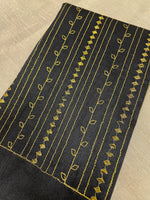 Load image into Gallery viewer, Black kasuti blouse with gold zari stripe embroidery
