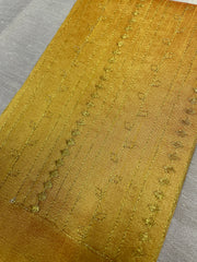 Light orange kasuti blouse with gold zari stripe detail