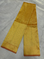 Load image into Gallery viewer, Light orange kasuti gold zari stripes blouse back view
