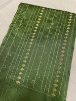 Load image into Gallery viewer, Moss green kasuti blouse with gold zari stripe embroidery
