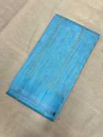 Load image into Gallery viewer, Sky blue kasuti blouse with gold zari stripes back view

