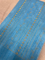 Load image into Gallery viewer, Sky blue kasuti gold zari stripes blouse back embroidery
