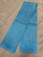 Load image into Gallery viewer, Sky blue kasuti blouse with gold zari stripe embroidery
