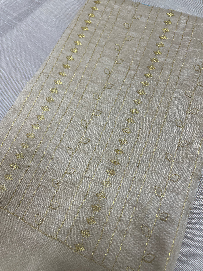 Off white kasuti blouse with gold zari stripe design