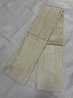 Load image into Gallery viewer, Off white kasuti gold zari stripes blouse back view
