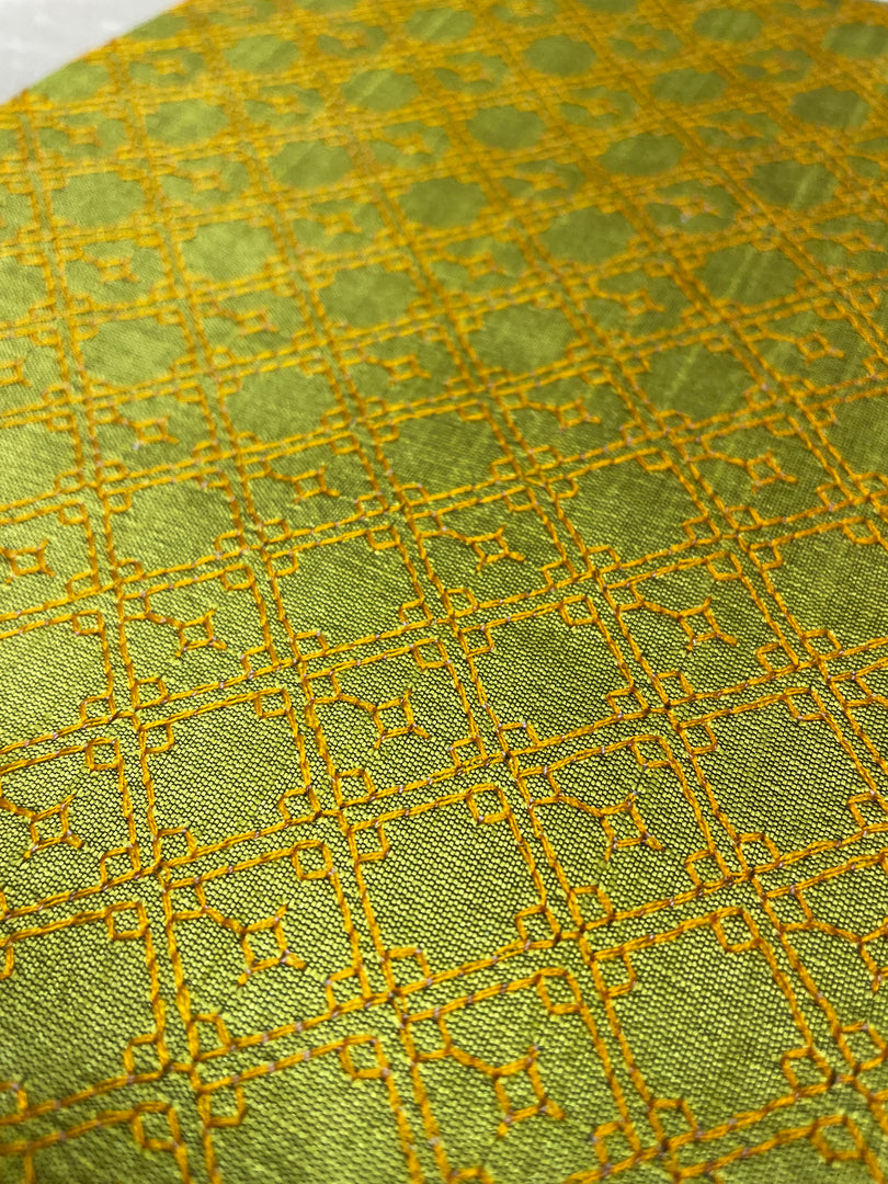 Olive green jaali kasuti blouse embroidered front design