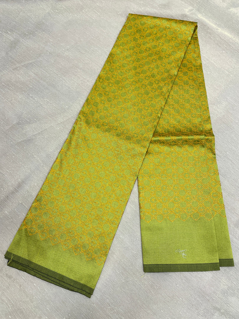 Olive green jaali kasuti blouse back embroidery close-up